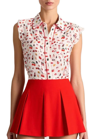 Willa Staceface Flutter Slv Top - Main Street