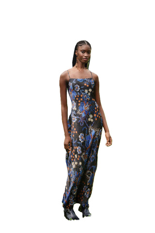Black Slip Maxi Dress - Snakes Bouquet