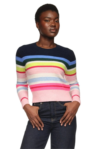 Brodie Striped Stitch Maya Crew - Navy