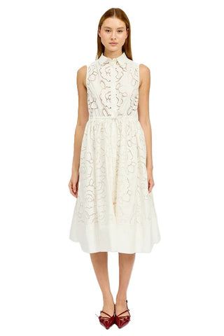 Chloe Belted Midi Dress - White