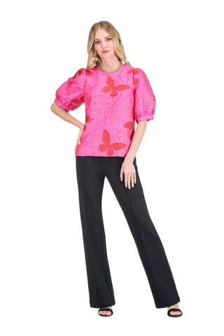 Jade Bloom Short Sleeve Top - Flutter