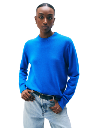 White & Warren Cashmere Crew - Bright Azure
