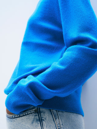 White & Warren Cashmere Crew - Bright Azure