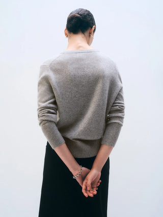 White & Warren Cashmere V Neck - Grey Heather