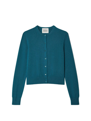White & Warren Paperfine Crewneck Cardigan - Dark Teal