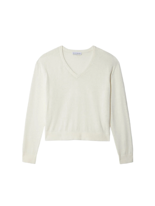 White + Warren - Linen Blend V Neck - White