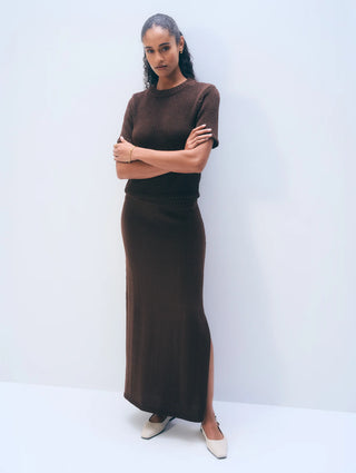 White + Warren - Luxe Organic Cotton Skirt - Dark Espresso