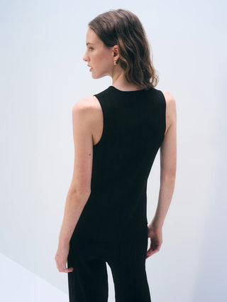 White & Warren Superfine Viscose Vest - Black