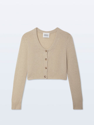 White + Warren Cashmere Scoop Cropped Cardigan - Natural Heather