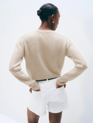 White + Warren Cashmere Scoop Cropped Cardigan - Natural Heather