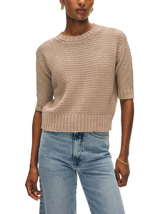 Mercerized Cotton Textured Tee - Warm Stone