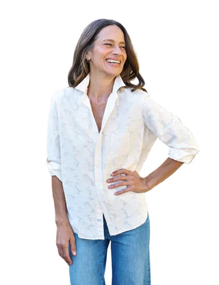 Frank and Eileen Relaxed Button - Up Shirt - Textured Natural Flowers