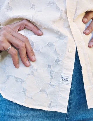 Frank and Eileen Relaxed Button - Up Shirt - Textured Natural Flowers