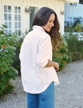 Frank and Eileen Relaxed Button - Up Shirt - Textured Natural Flowers