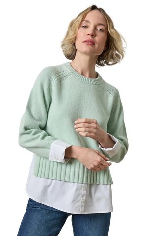 Lilla P Mixed Media Crewneck Sweater Winter Mint