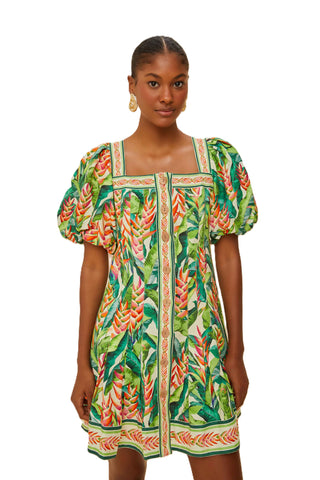 Mini Dress - Heli Leaves Pearl