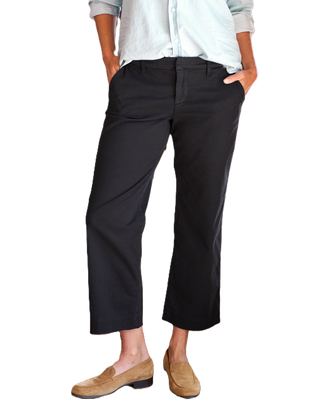 Italian Wide Leg Chino - Washed Black