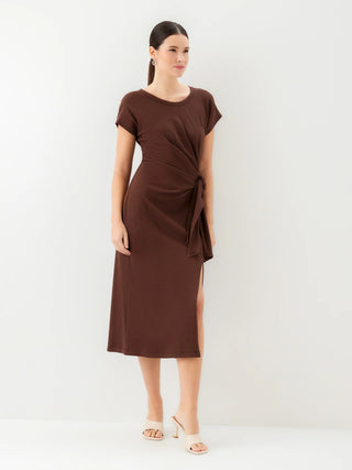 Fifteen Twenty Marisa Side Knot Dress - Brown