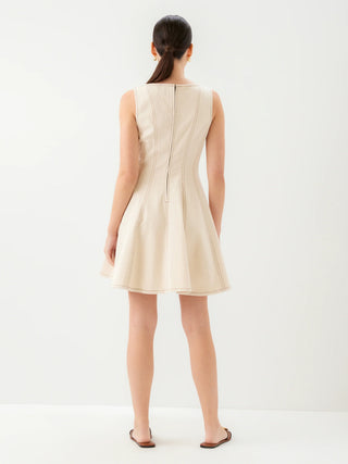 Fifteen Twenty Darla Contrast Stitch Dress - Natural