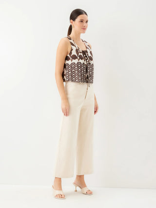 Fifteen Twenty Emery Tie Front Sleeveless Top - Print