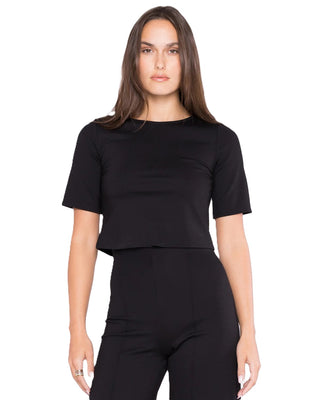Crop Short Sleeve Top - Black