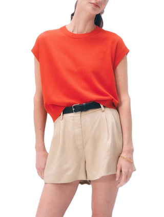 Linen Blend T-Shirt - Poppy Rouge