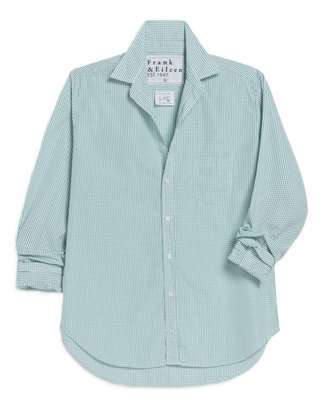 Relaxed Button-Up Shirt - White Green Check