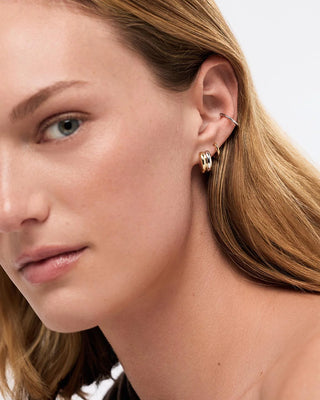 Asher Huggie Hoop Earring - Two Tone