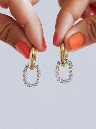 Ana Luisa Ash Double Hoop earring - 14K Gold & Rhodium