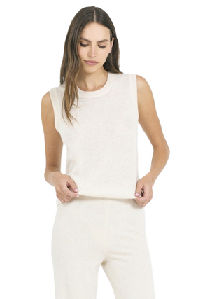 Forbes Cashmere Sleeveless Tee - Bone