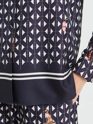 Vilagallo Blouse - Navy Geometric Print