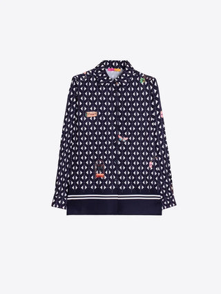 Vilagallo Blouse - Navy Geometric Print