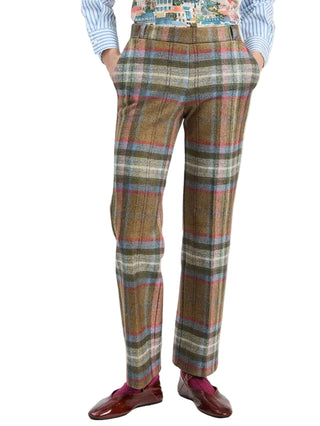 Vilagallo Plaid Pants - Olive