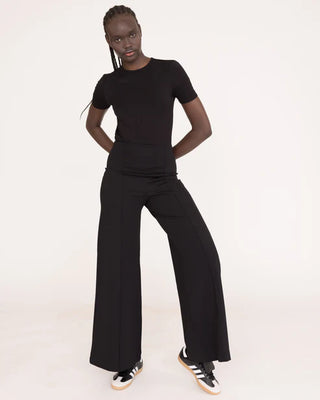 Ponte Knit Standard Wide Leg Pant - Black