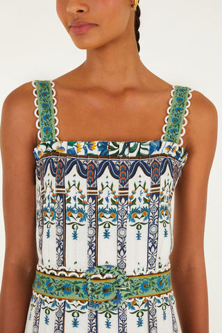 Farm Rio Sleevless Belt Maxi Dress - Manoela Off-White