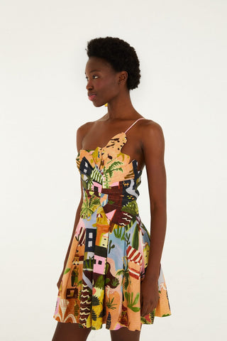 Farm Rio Mini Dress - Tropical Painting Multi