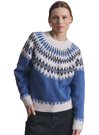 Chunky Fair Isle Crew - Bluestone Combo