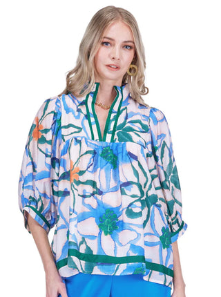 Jade Puff Sleeve Top - Wandering Bloom