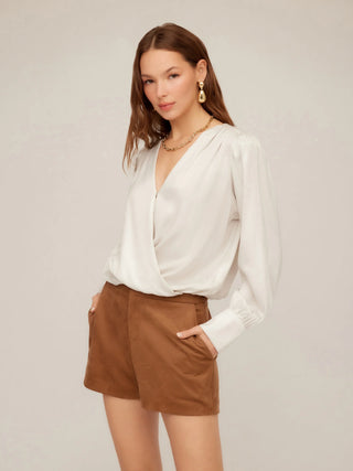 Ines Drape Front Top - Off White