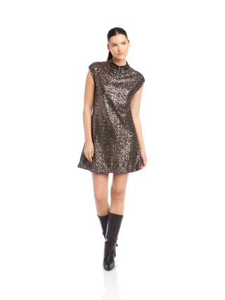 Cayla Sequin Mini Dress - Brown