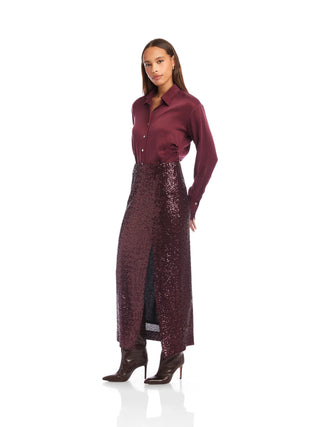 Cora Sequin Skirt - Eggplant