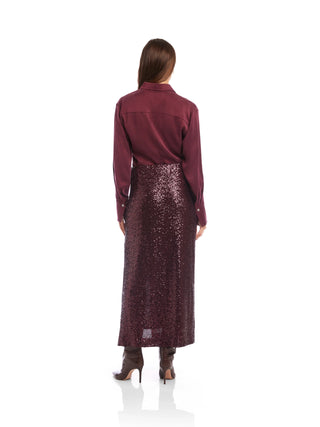 Cora Sequin Skirt - Eggplant