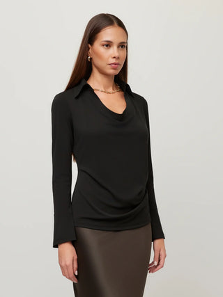 Fifteen Twenty Lana Drape Front Top - Black