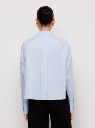 Fifteen Twenty Lisa Embellished Button Up Top - Sky Blue