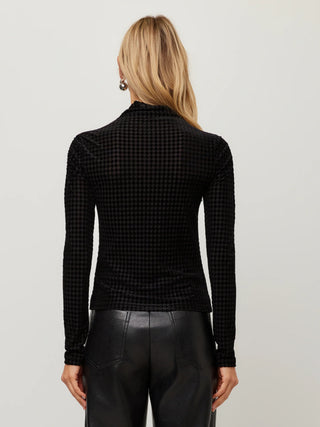 Fifteen Twenty - Velvet Burnout Ruched Top - Black
