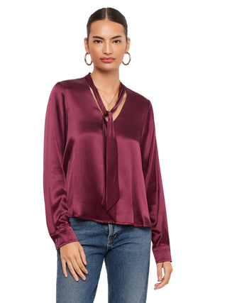 Fifteen Twenty - Patty Tie Neck Top - Merlot