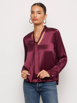 Fifteen Twenty - Patty Tie Neck Top - Merlot