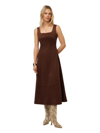 Fifteen Twenty Madalyn Faux Suede Midi Dress - Wood