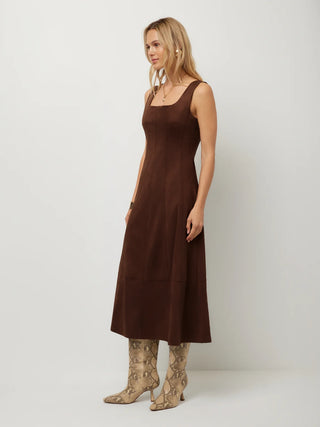 Fifteen Twenty Madalyn Faux Suede Midi Dress - Wood