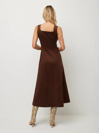 Fifteen Twenty Madalyn Faux Suede Midi Dress - Wood